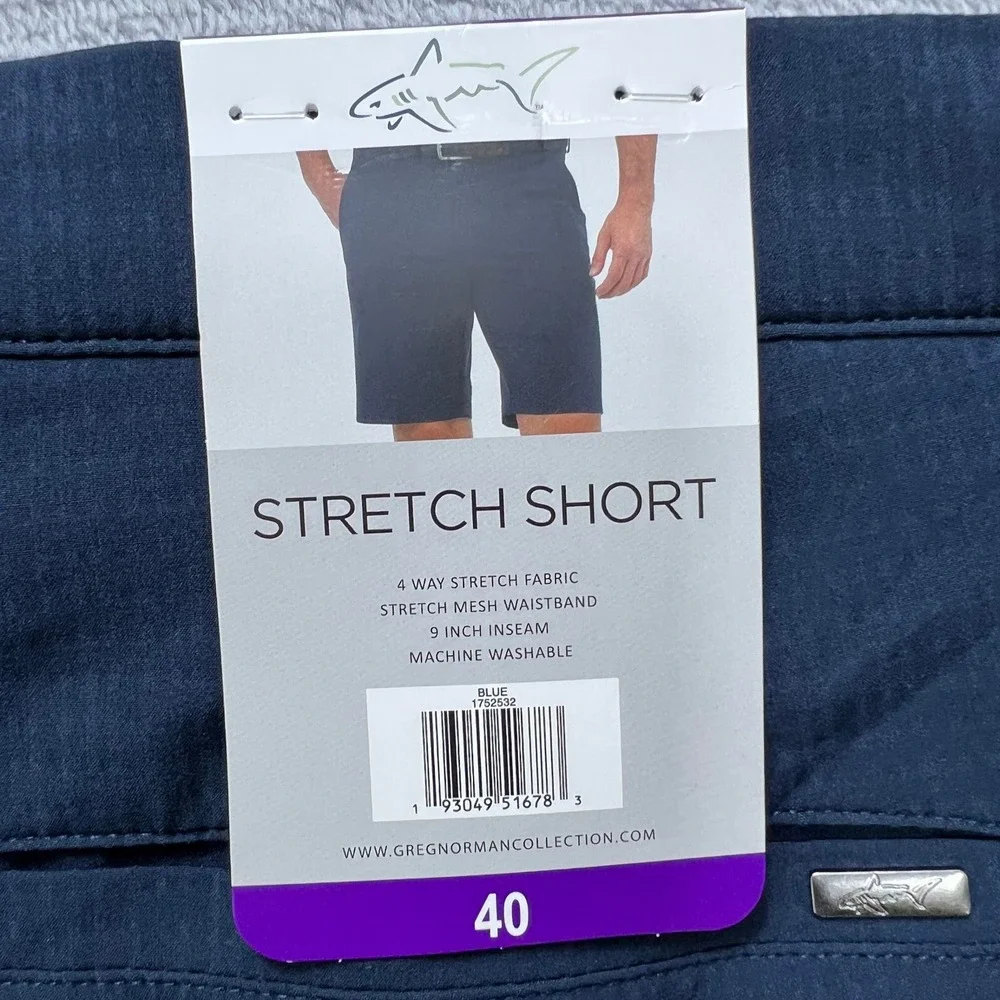 Greg Norman Golf‎ Shorts Size 40 Blue Stretch Performance Flat Front Lightweight